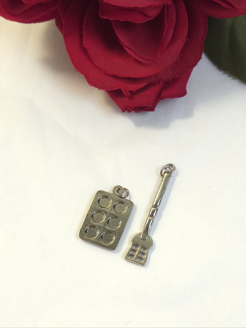 Silver Tone Spatula & Muffin Tin Charms or Pendants Jewelry Making